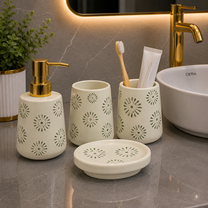 Brilliant Luxury Apple White Bathroom Accessory Set