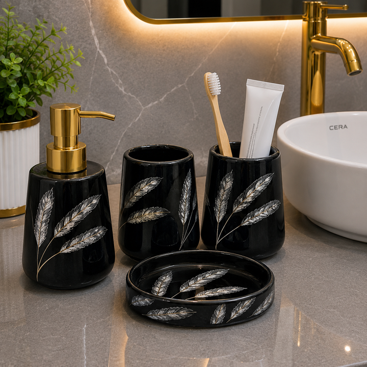 Brilliant Luxury Black Wheat Bathroom Accessory Set