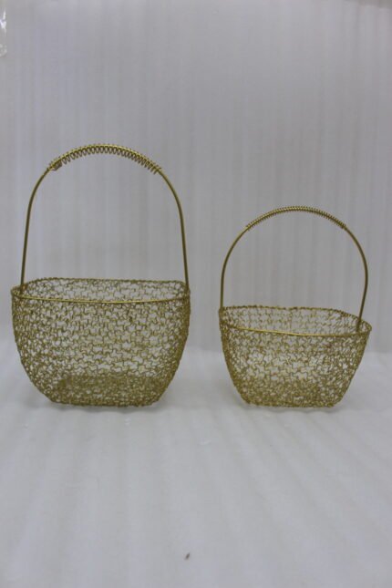 Gold Wire Mesh Decorative Basket Set for Stylish Home Storage