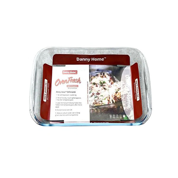 Danny Home Classic 1.8L Glass Baking Pan for Casseroles, Roasting & Family Meals