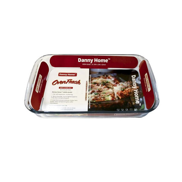 Danny Home Premium 3L Borosilicate Glass Baking Pan for Cakes, Brownies, Casseroles & Everyday Baking