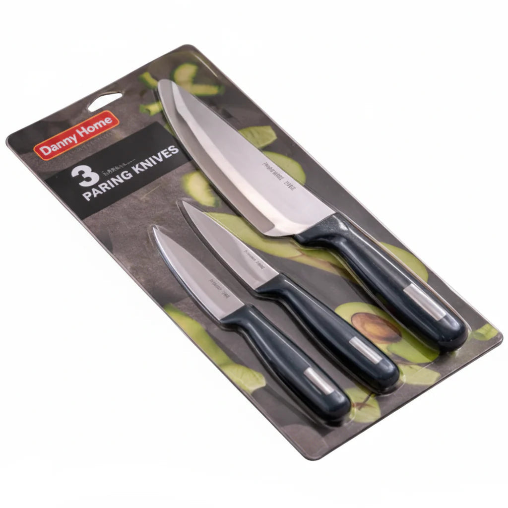 Danny Home Premium 3-Piece Stainless Steel Knife Set with Comfortable Handles for Everyday Chopping & Slicing