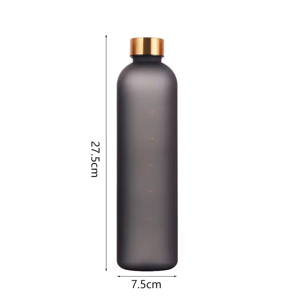 1L Motivational Water Bottle with Time Marker Acrylic Drink Tracker