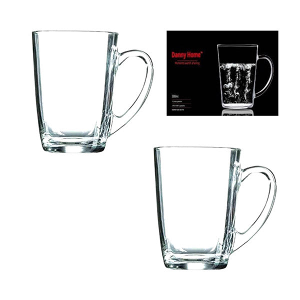 Danny Home Elegant Glass Cup Collection – 2-Piece Set, 300ml Stylish Everyday Drinkware
