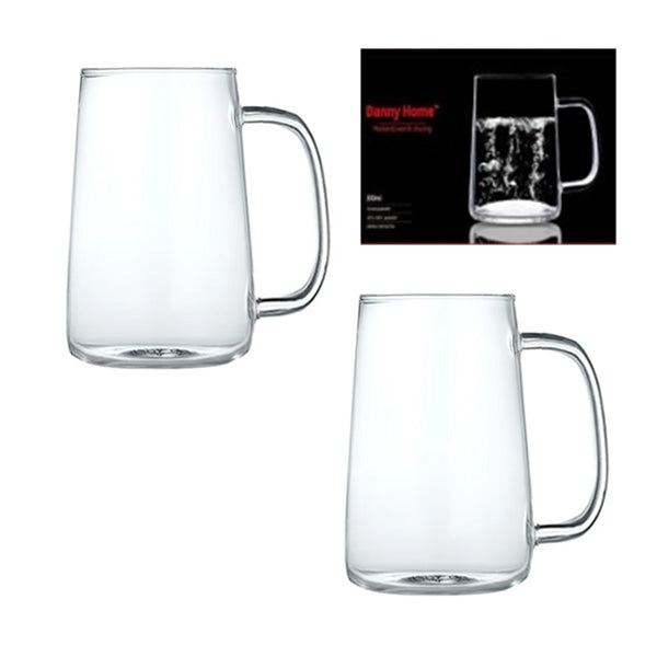 Danny Home Contemporary Glass Cup Set – 2-Piece Collection, 300ml Premium Drinkware
