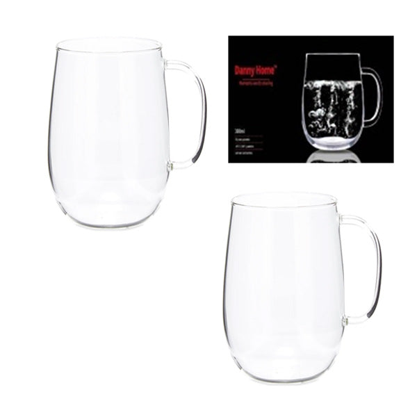 Danny Home Premium Glass Cup Collection – 2-Piece Set, 430ml Modern Beverage Drinkware
