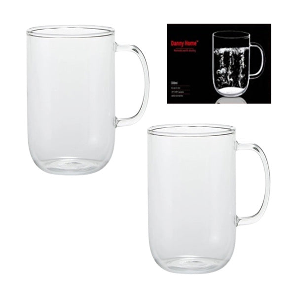 Danny Home Elegant Glass Cup Collection – 2-Piece Set, 330ml Stylish Everyday Drinkware