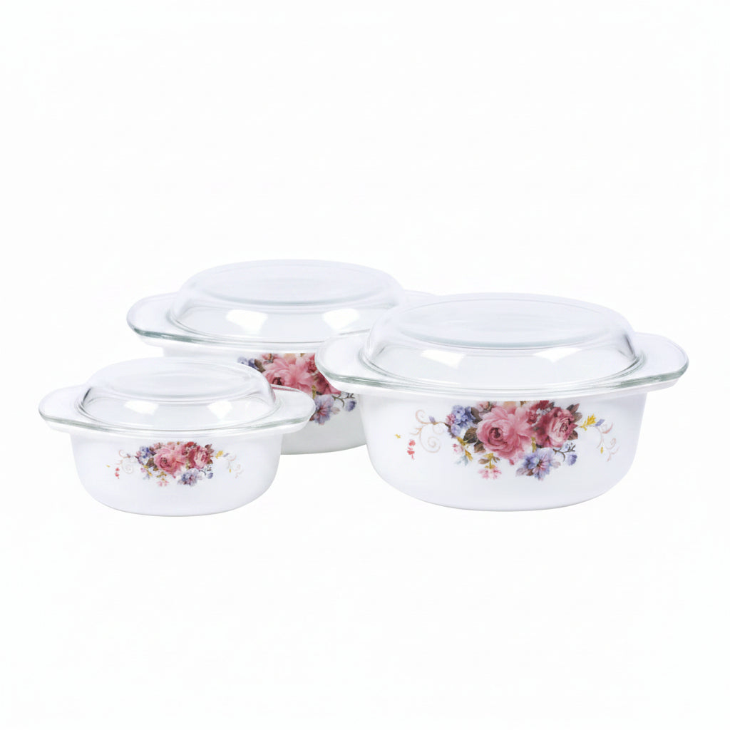 Danny Home Premium 3-Piece Casserole Set with 1L, 1.5L & 2.5L Sizes