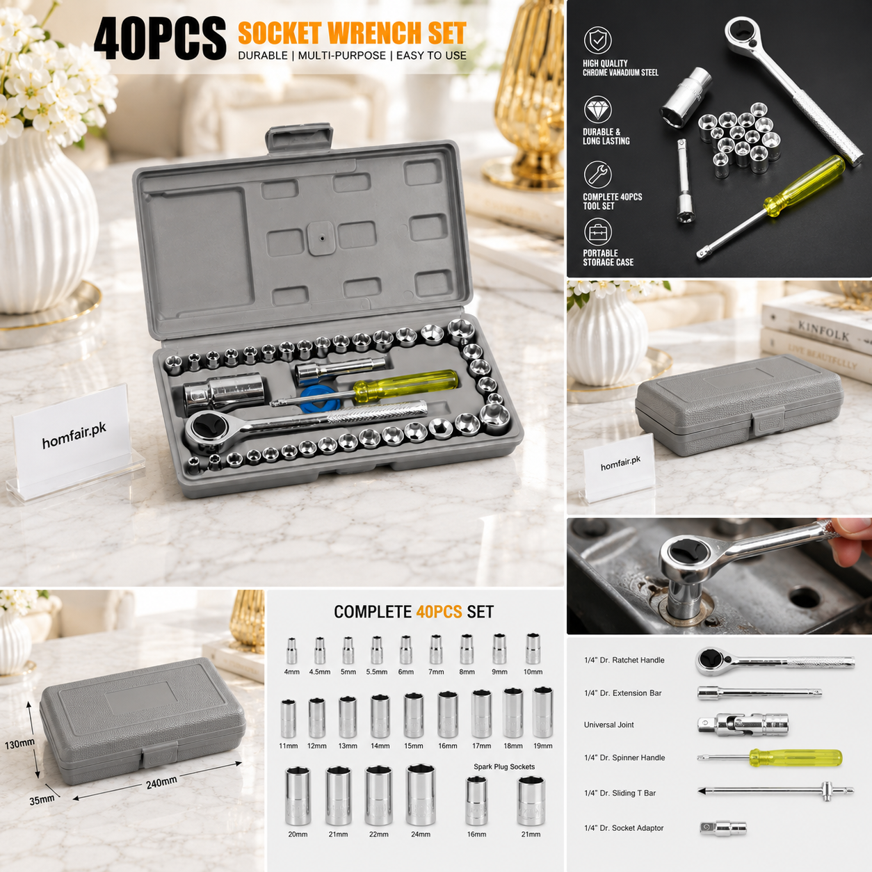AIWA 40-Piece Combination Socket Wrench Tool Kit