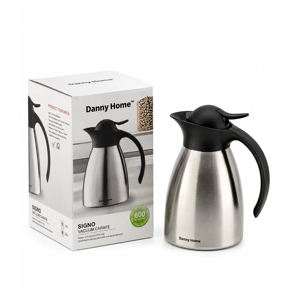 Danny Home Premium 0.6L Stainless Steel Thermal Flask for Elegant Hot & Cold Beverage Serving