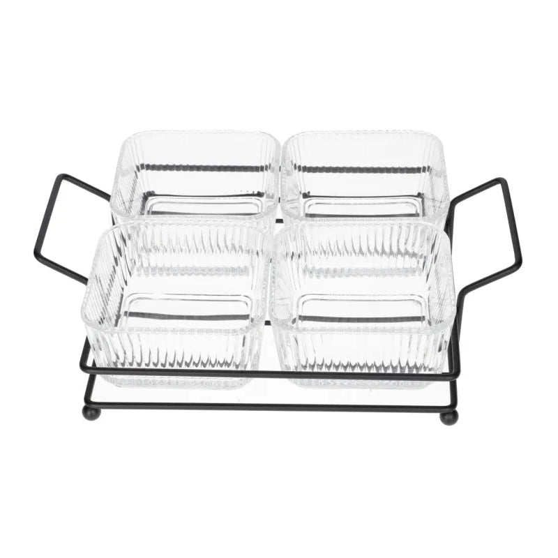 Danny Home Premium 4-Section Glass Snack Bowl – 300ml Elegant Serving Collection for Snacks & Appetizers