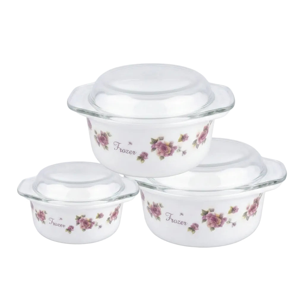 Danny Home Premium 3-Piece Casserole Set with 1L, 1.5L & 2.5L Sizes for Versatile Cooking