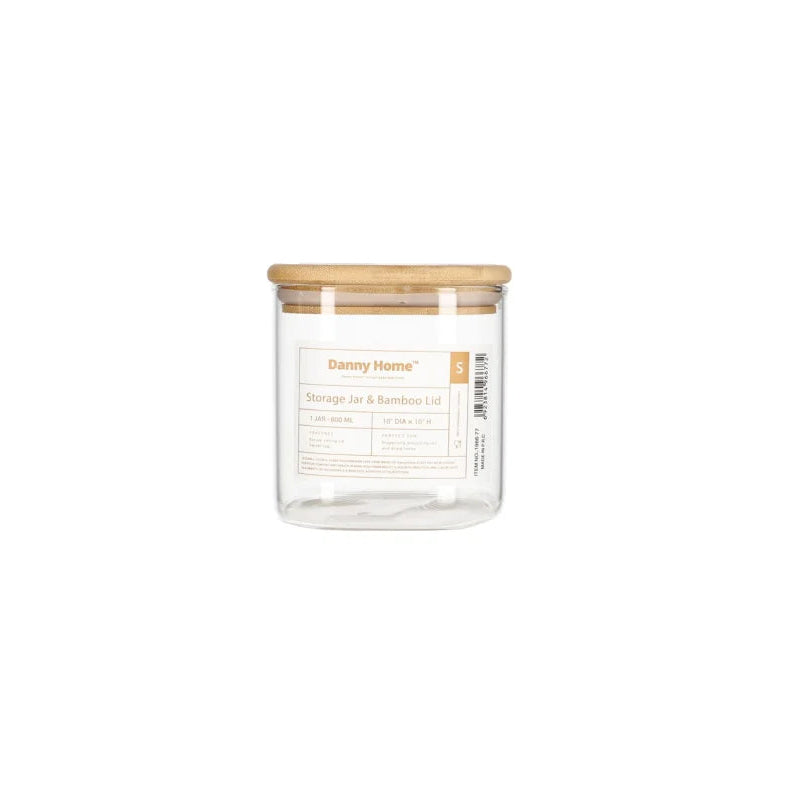 Danny Home Premium 800ml Glass Jar with Bamboo Lid for Elegant Everyday Dining & Kitchen Use