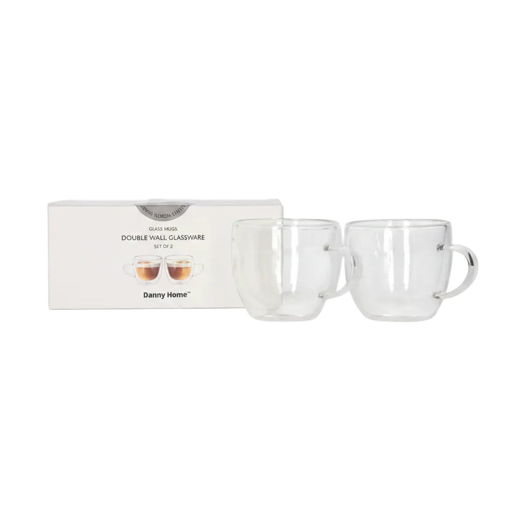 Danny Home Modern Double-Wall Mug Set – 2 Pieces, 200ml Premium Insulated Beverage Drinkware