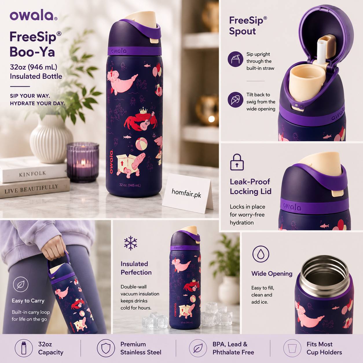 Owala Go Halvsies Water Bottle – Insulated Bottle 32oz