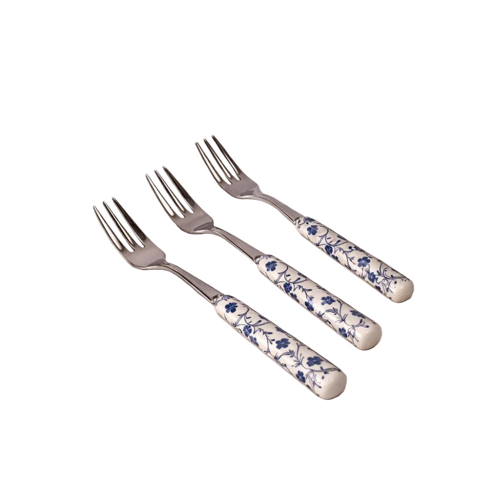 Danny Home Elegant 3-Piece Dessert Fork Set, 14cm Stainless Steel Tableware for Cakes, Pastries & Desserts