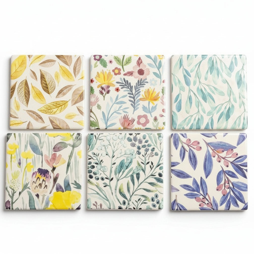 Danny Home Elegant Botanical Porcelain Coaster – Space-Saving Kitchen & Home Organizer