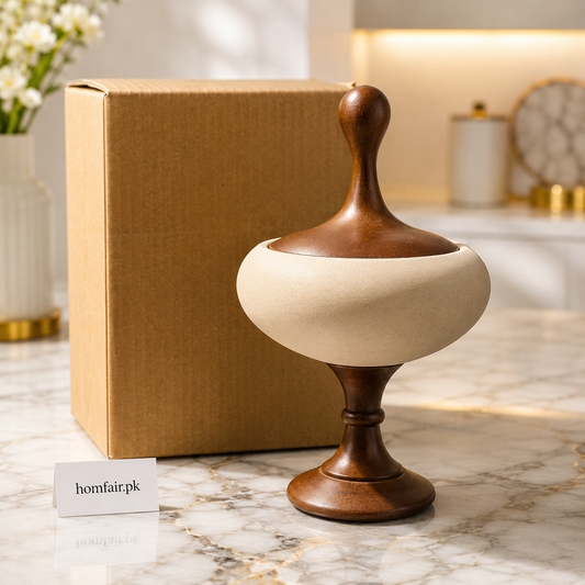 Multipurpose Serving Bowl with Wooden Lid & Pedestal