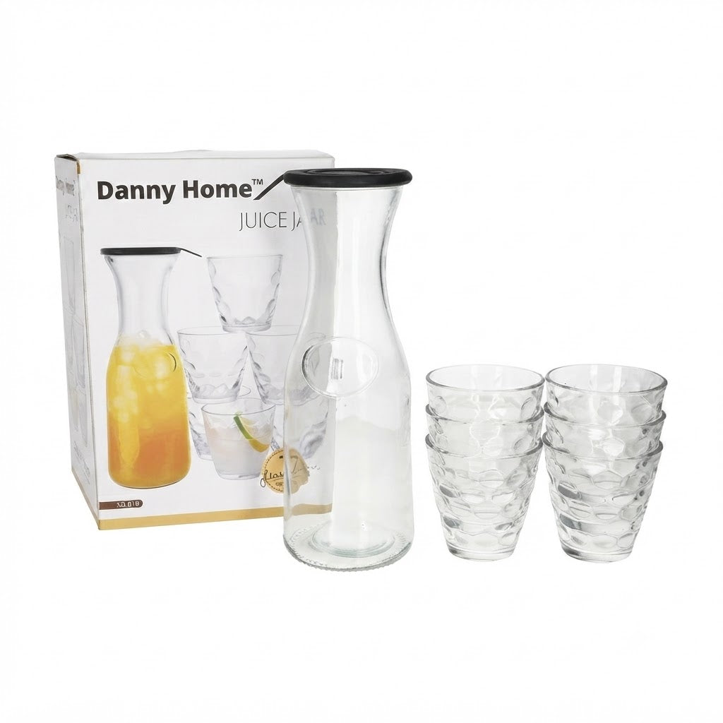 Danny Home Luxury Glass Juice Jar Set – 7-Piece Collection with 1080ml Capacity for Stylish Serving