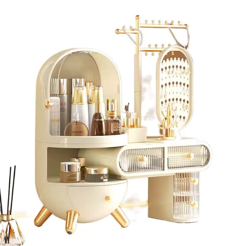 Dustproof Dressing Table Jewelry Storage Box with Drawers Elegant Organizer for Accessories