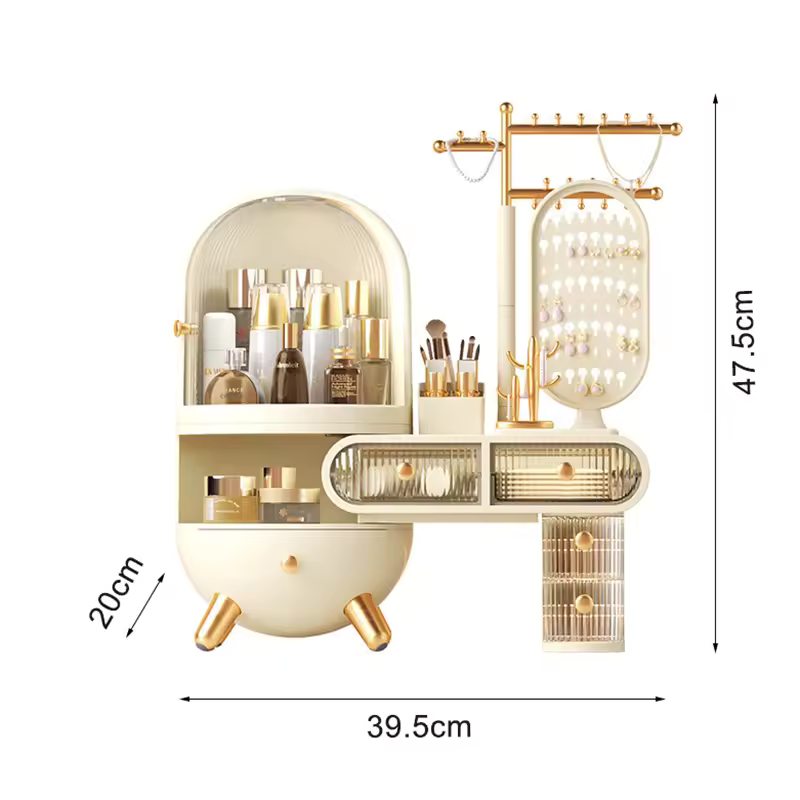 Dustproof Dressing Table Jewelry Storage Box with Drawers Elegant Organizer for Accessories