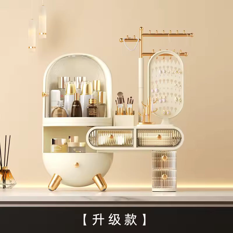 Dustproof Dressing Table Jewelry Storage Box with Drawers Elegant Organizer for Accessories