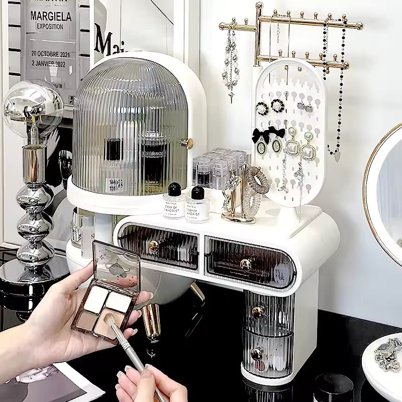 Dustproof Dressing Table Jewelry Storage Box with Drawers Elegant Organizer for Accessories