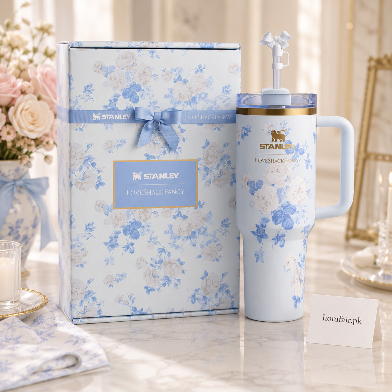 Stanley × LoveShackFancy Everblooming Rosettes Quencher H2.0 FlowState™ Tumbler 40oz – Gift Box
