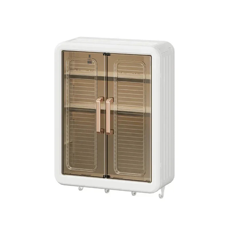 Wall Mounted Bathroom Storage Cabinet with Hooks Space-Saving Organizer