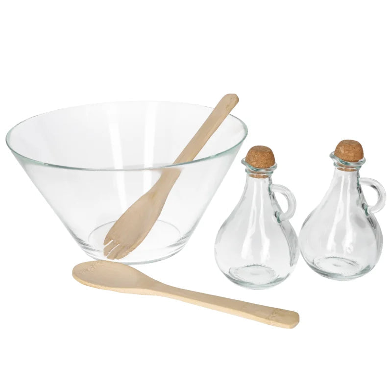 Danny Home Premium 5-Piece Salad Set – Elegant Glass Serving Collection for Dining & Entertaining