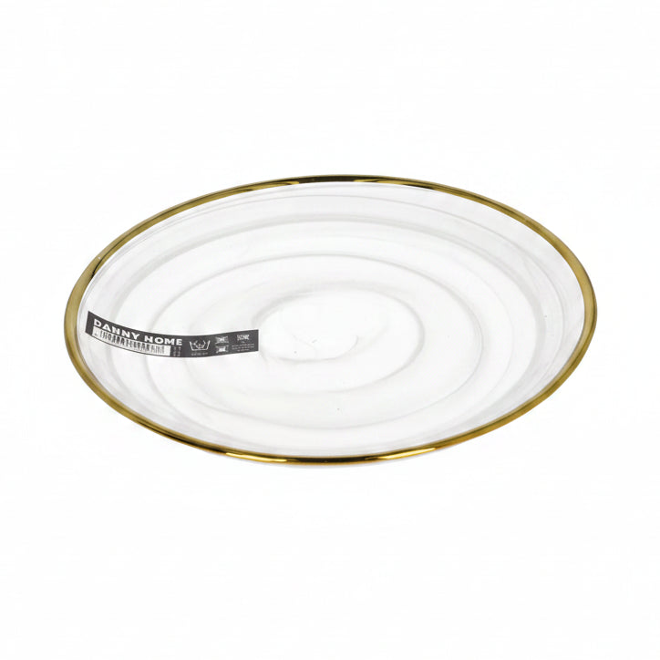 Danny Home Elegant 8.5-Inch Glass Dessert Plate – Premium Serving Plate for Cakes, Sweets & Desserts