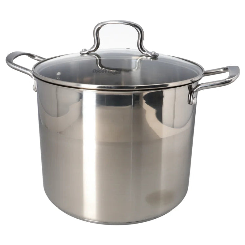 Danny Home Premium 11.1L Stainless Steel Stockpot with Toughened Glass Lid for Home & Commercial Kitchens