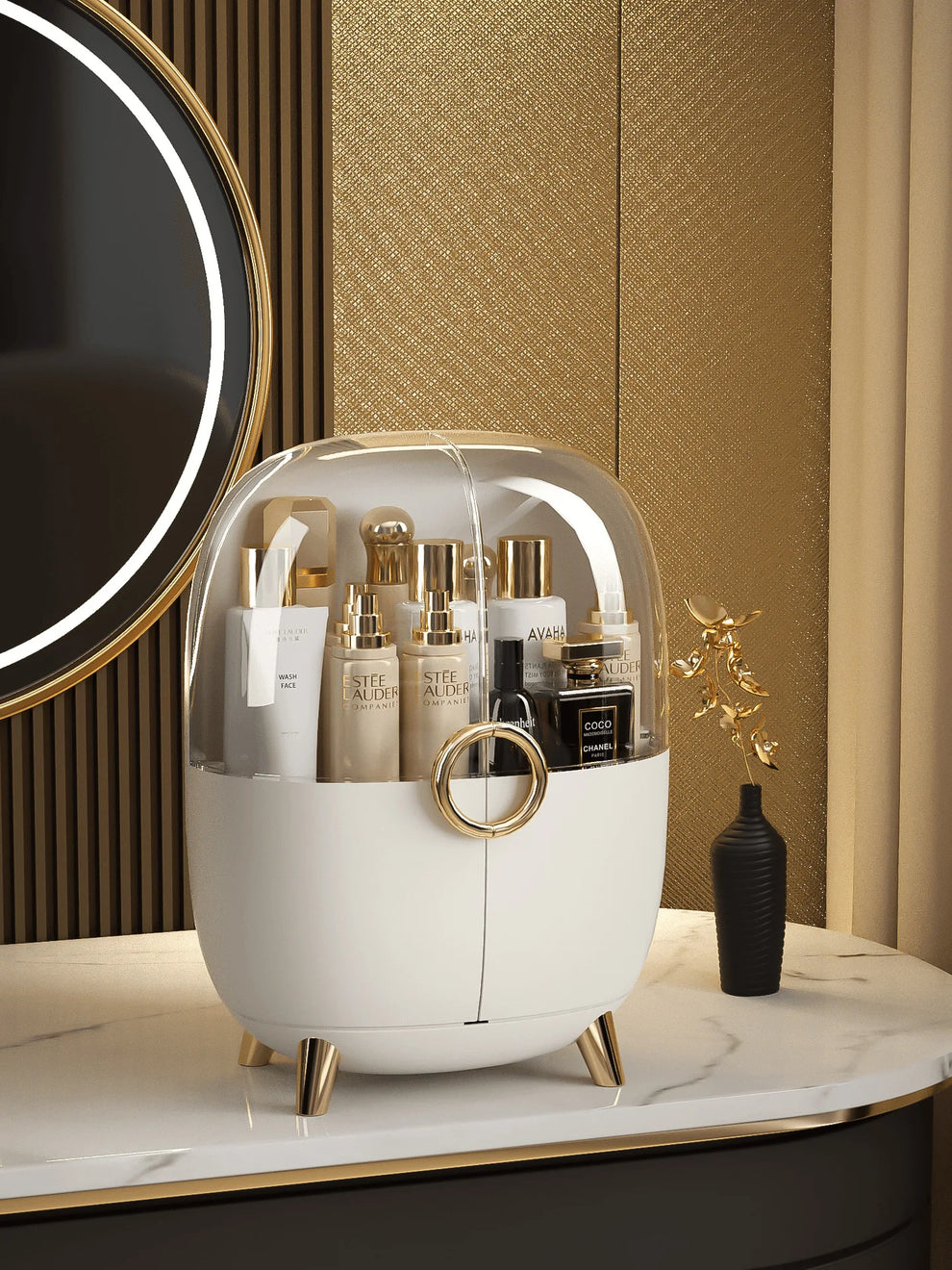 Luxury Cosmetics Storage Box with Clear Cover – Elegant Makeup Organizer