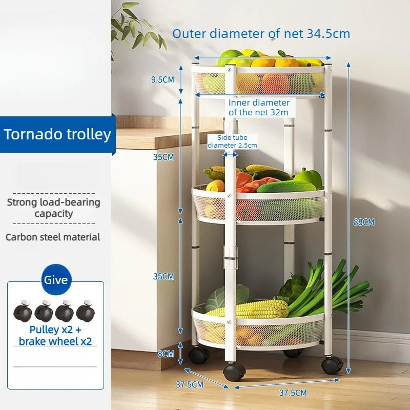 Three-Tier Foldable Kitchen Trolley