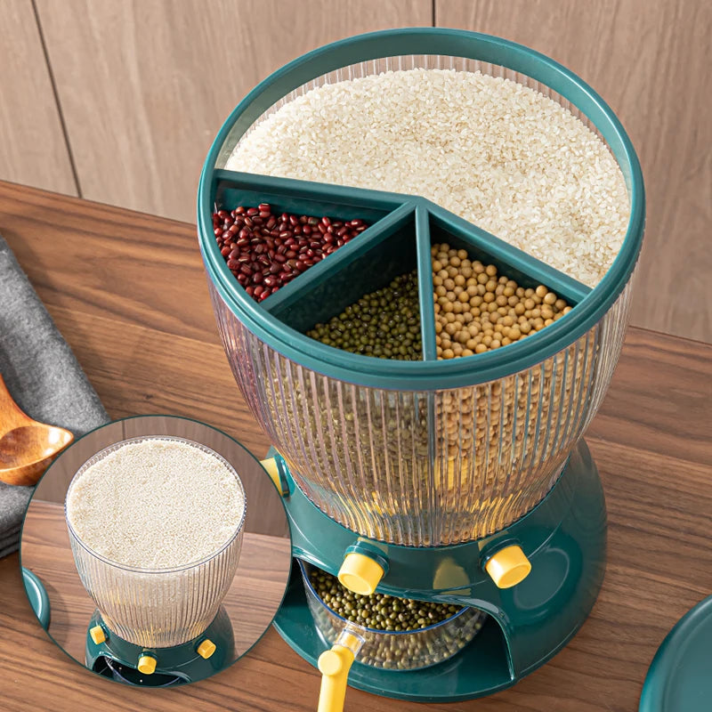 4 Partition Kitchen Cereal Storage Container with Easy Dispensing