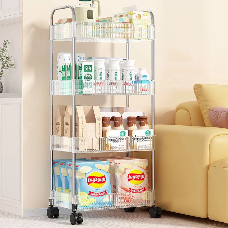 Acrylic Smart Trolley Multi-Layer Storage Organizer with Wheels