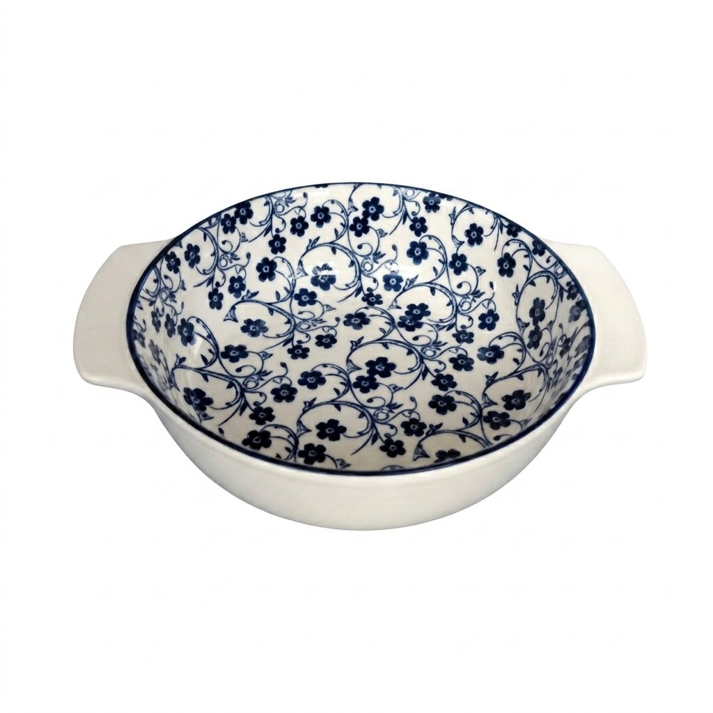 Danny Home Timeless 8-Inch Blueflower Ceramic Bakeware Dish for Cakes, Brownies & Pastries