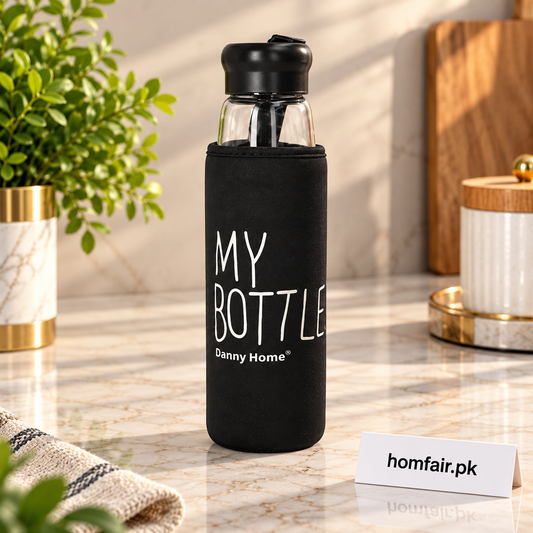 Danny Home Premium 550ml Glass Drinks Bottle – Compact Stylish Reusable Water Bottle for Everyday Use