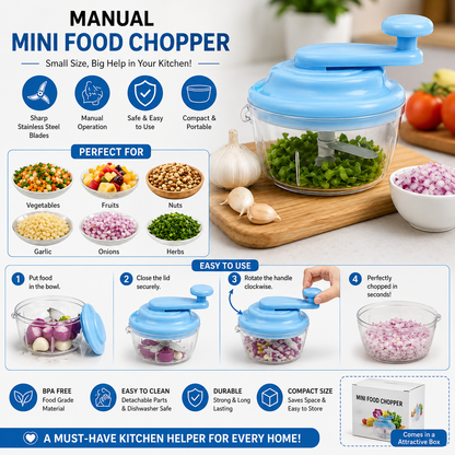 Mini Food Chopper – Hand Crank Vegetable & Onion Chopper