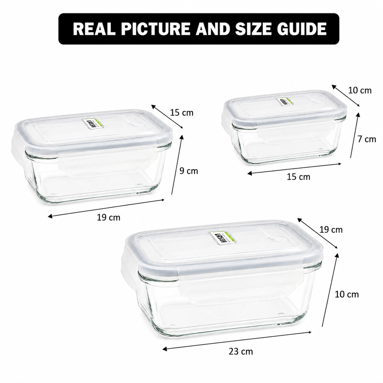 Limon 1806 Rectangle Glass Storage Set with Lids 3-Piece