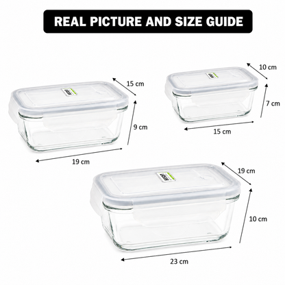 Limon 1806 Rectangle Glass Storage Set with Lids 3-Piece