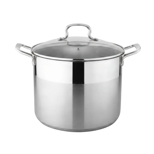 Danny Home Premium 9L Stainless Steel Stockpot with Glass Lid for Soups, Stews & Family Meals