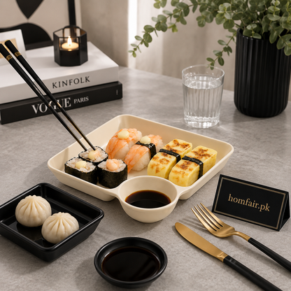 Luxury Serving Plate Set with Sauce Tray & Dumpling Dish