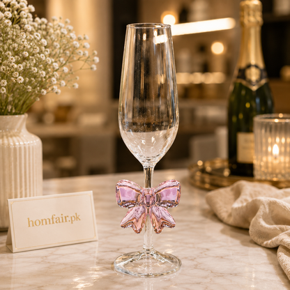 Luxury Bow Stem Champagne Flute Glass – Elegant Crystal Champagne Glass