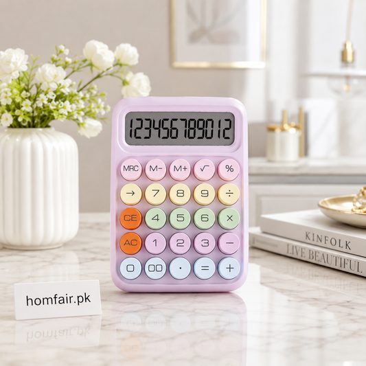 Pastel Mini Desktop Calculator with 12-Digit LCD Display