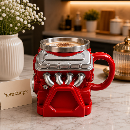 Racing Engine Coffee Mug with Stainless Steel Rim