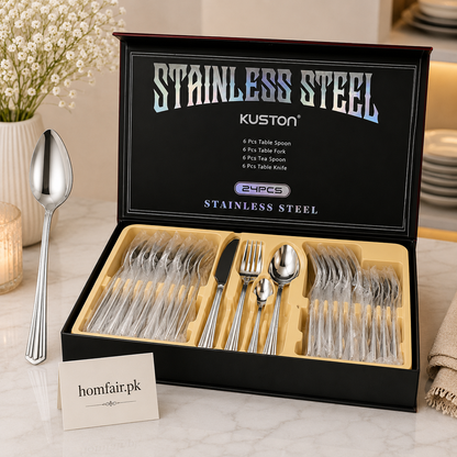 Premium 24-Piece Stainless Steel Cutlery Set with Gift Box