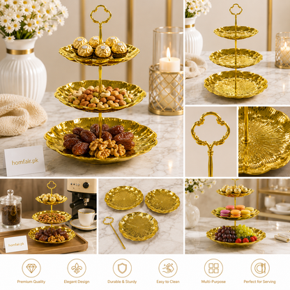3-Tier Gold Dessert & Serving Stand