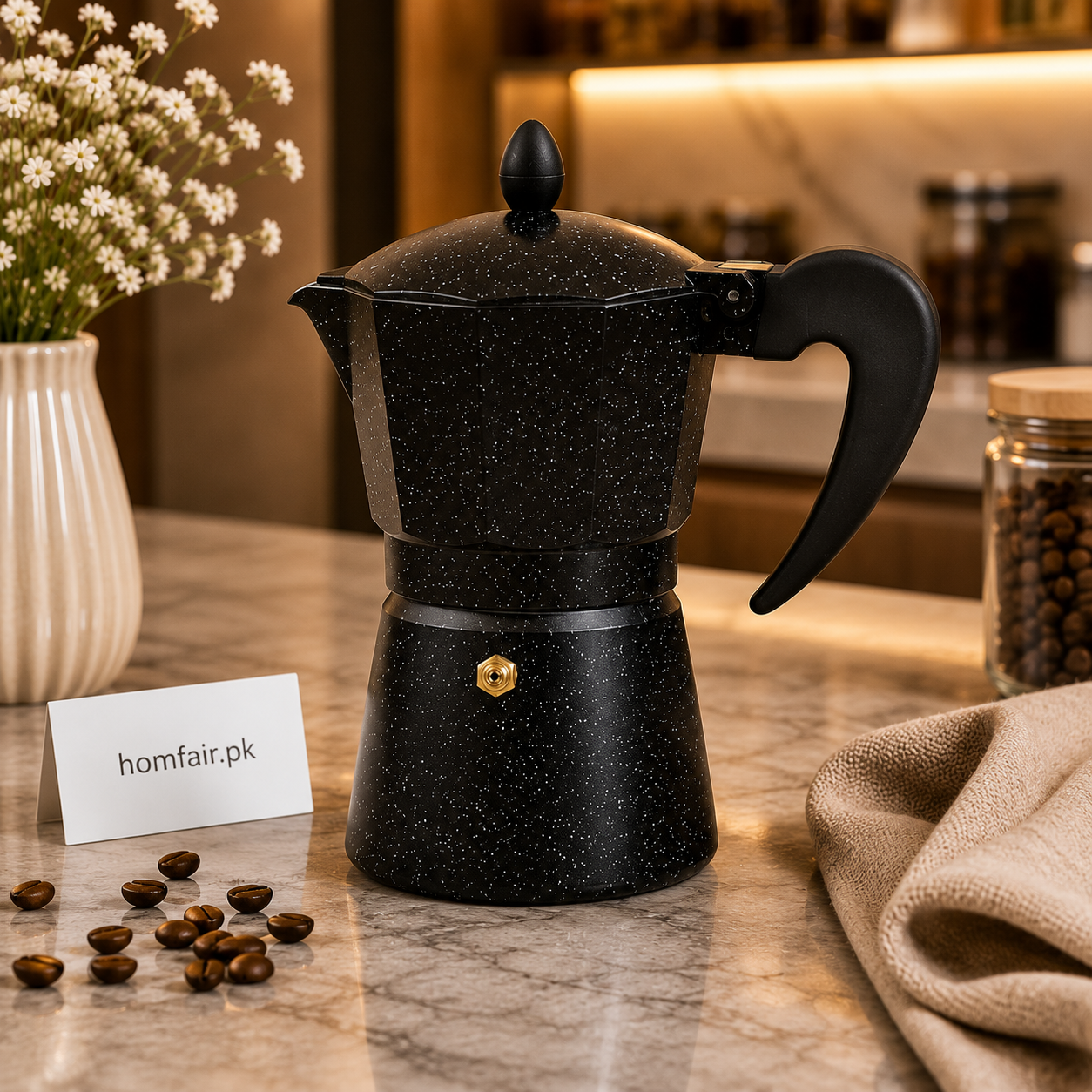 Granite Finish Italian Moka Coffee Maker – Stovetop Espresso Pot