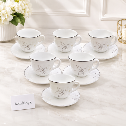 Danny Home 12-Piece Floral Cup & Saucer Set – 190 ml